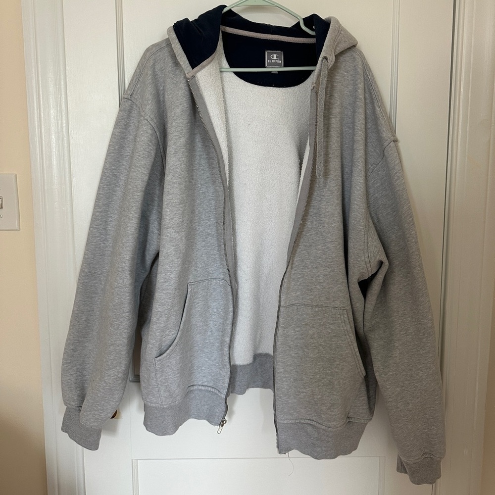 Champion heather gray zip up hoodie
